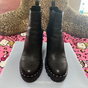 Antonio Melani Black Ankle Boots with Studded Details